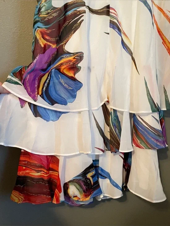 NWT Signature Robbie Bee Womens Sz 10 Petite Neck Tie Tiered Mini Dress Rt $89! - Picture 12 of 12